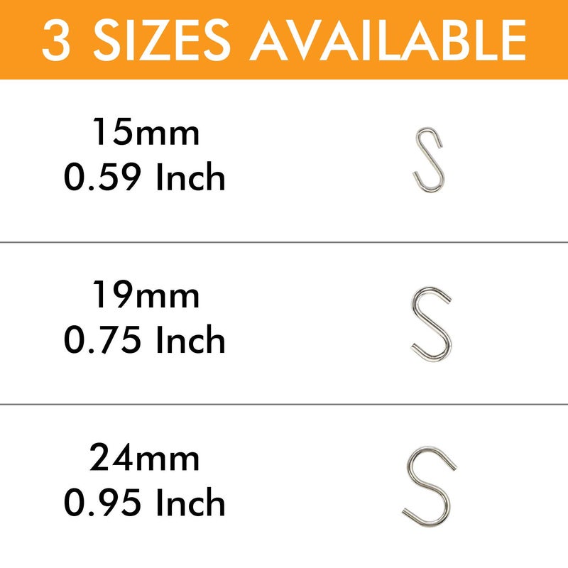 Millennial Essentials Mini S Hooks Connectors S Shaped Wire Hook Hangers 100pcs Hanging Hooks for DIY Crafts, Hanging Jewelry, Key Chain, Tags, Fishing Lure, Net Equipment (0.59 Inch) - Image 4